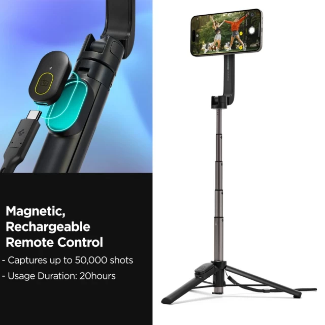 Трипод Spigen S571W Bluetooth Selfie Stick Tripod Black with MagSafe (AMP07656)