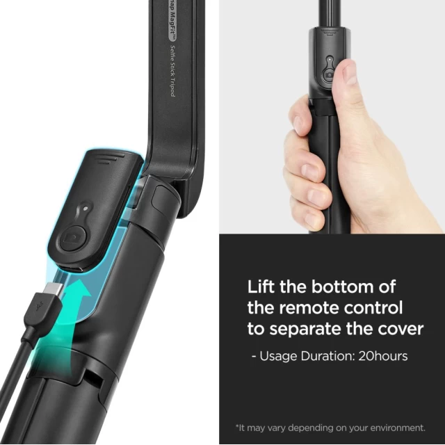 Трипод Spigen S580W Bluetooth Selfie Stick Long Tripod Black with MagSafe (AMP07659)