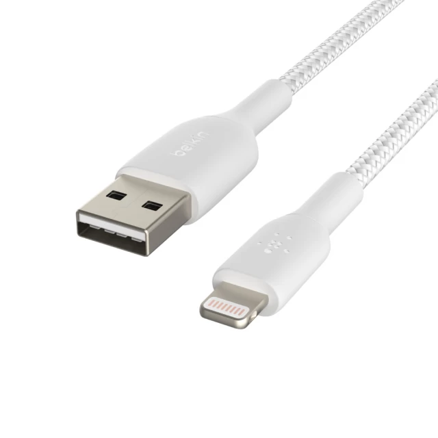 Кабель Belkin USB-A - Lightning BRAIDED White 1m (CAA002BT1MWH)