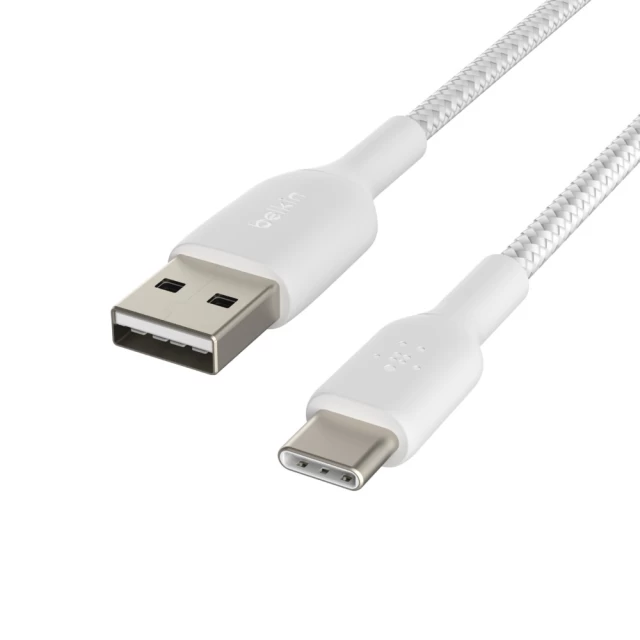 Кабель Belkin USB-A - USB-С BRAIDED White 0.15m (CAB002BT0MWH)