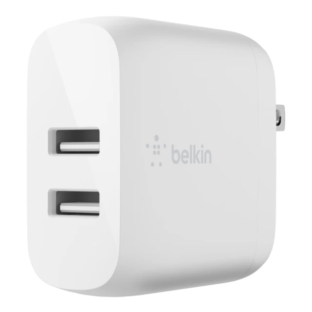 Мережевий зарядний пристрій Belkin Home 24W 2xUSB-A with USB-A to Lightning 1m White (WCD001VF1MWH)