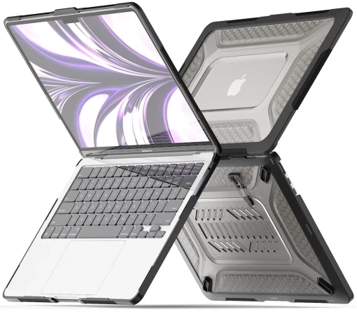 Чохол Upex Cyber Hexagon для MacBook Air M2 13.6 (2022) Crystal/Grey (UP2385) - 1