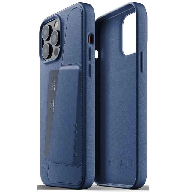 Чохол шкіряний MUJJO для Apple iPhone 13 Pro Wallet Full Leather, Monaco Blue
