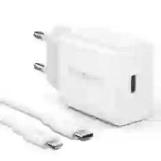 Мережевий зарядний пристрій Choetech PD 20W USB-C with USB-C to Lightning Cable White (PD5005)