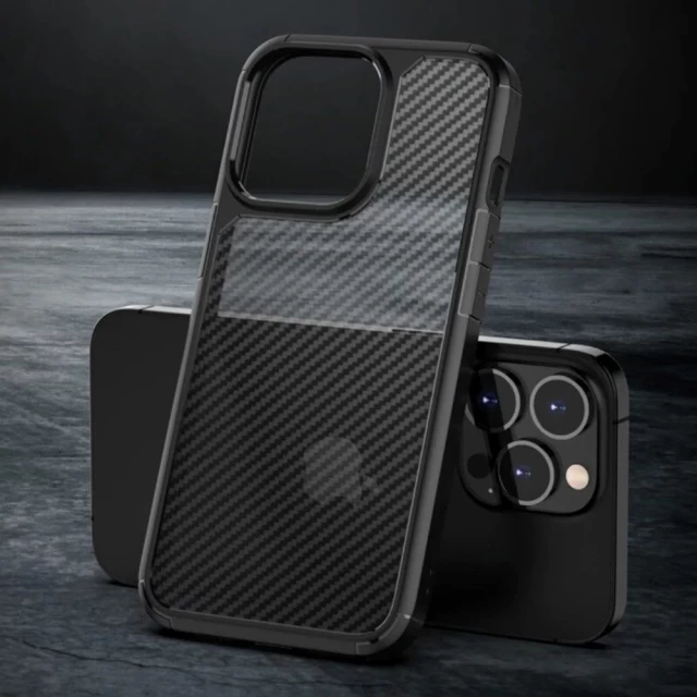 Чохол iPaky Carbon Case для iPhone 14 Pro Black-Transparent