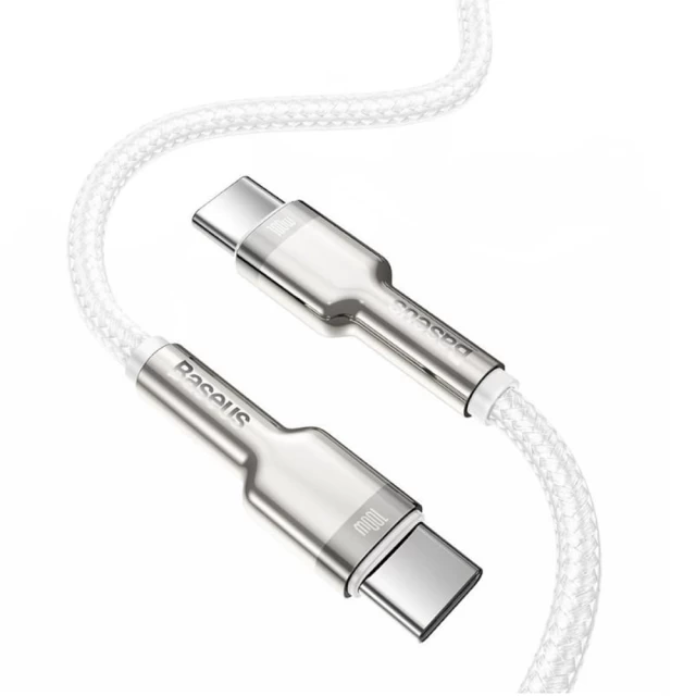 Кабель Baseus Cafule Metal Data Cable USB-C to USB-C 100W 1m White (CATLJK-C02)