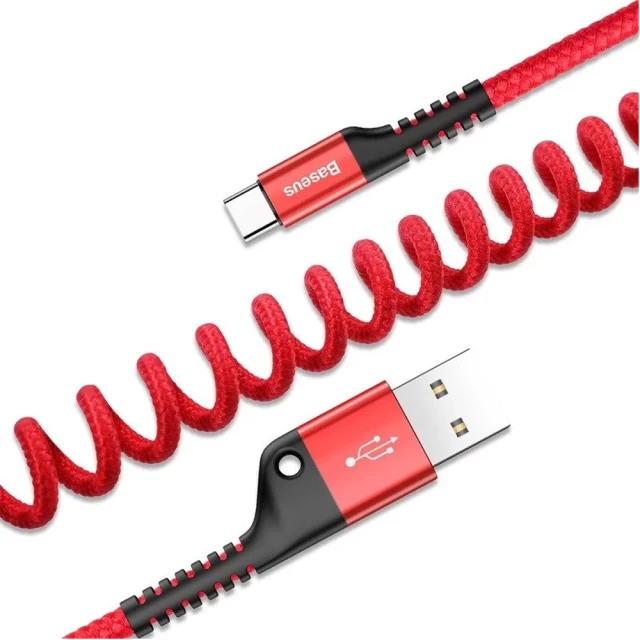 Кабель Baseus Fish Eye Spring Data USB-A to USB-C 1m Red (CATSR-09)