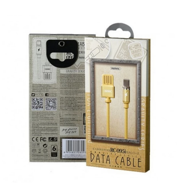 Кабель Remax Gravity series Magnetic cable Lightning Data/Charge 1 m, Gold (RC-095I-GOLD)