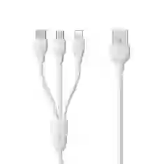 Кабель Remax 3in1 Micro, Type-C, Lighting, MicroUSB Data/Charge 1m, White (RC-109TH-WHITE)