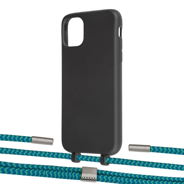 Чехол Upex Alter Eyelets for iPhone 11 Onyx with Twine Cyan and Fausset Silver (UP106463)