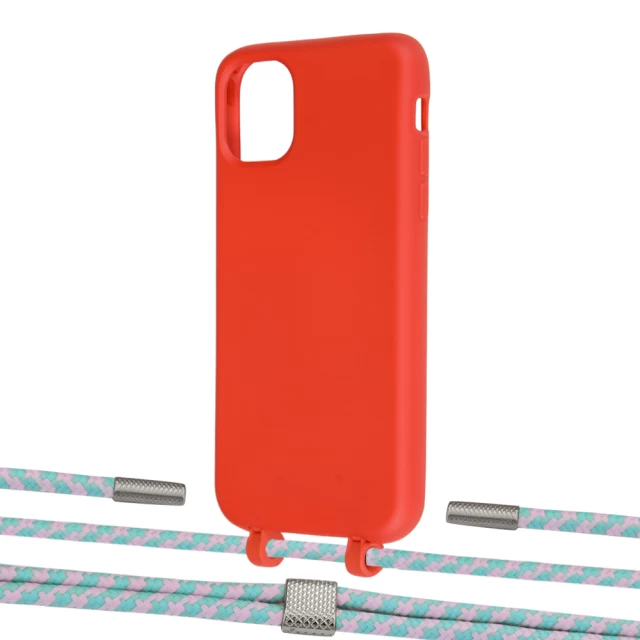 Чохол Upex Alter Eyelets for iPhone 11 Red with Twine Turquoise and Fausset Silver (UP106517)