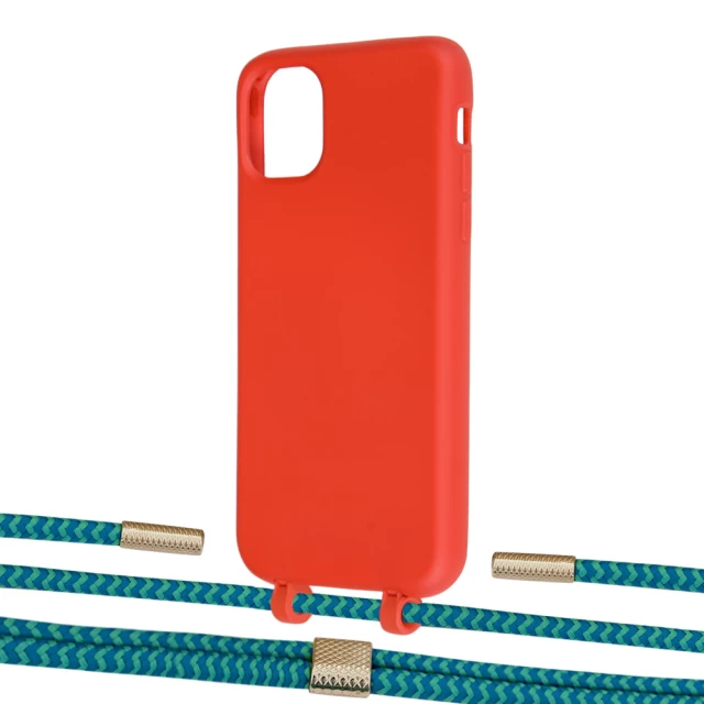 Чохол Upex Alter Eyelets for iPhone 11 Red with Twine Cyan and Fausset Gold (UP106531)