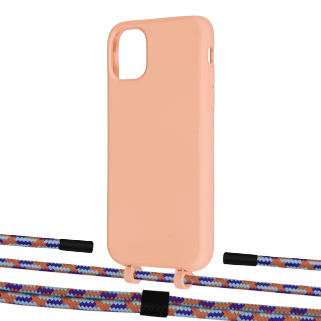 Чехол Upex Alter Eyelets for iPhone 11 Tangerine with Twine Blue Sunset and Fausset Matte Black (UP106652)