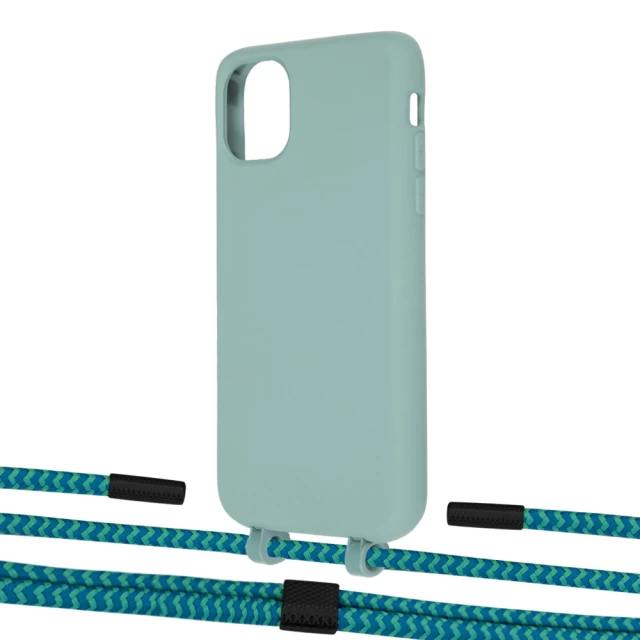 Чохол Upex Alter Eyelets for iPhone 11 Basil with Twine Cyan and Fausset Matte Black (UP106701)