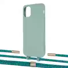 Чехол Upex Alter Eyelets for iPhone 11 Basil with Twine Cyan and Fausset Gold (UP106735)