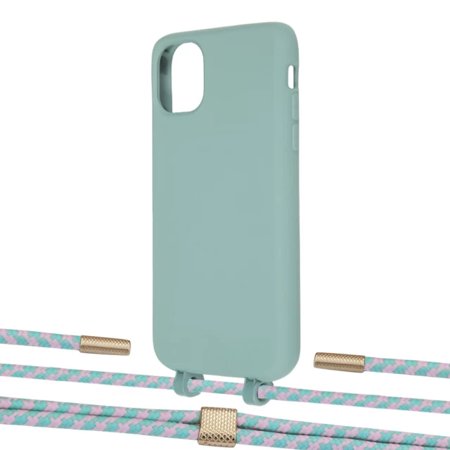 Чохол Upex Alter Eyelets for iPhone 11 Basil with Twine Turquoise and Fausset Gold (UP106738)