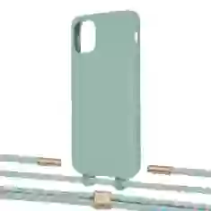 Чохол Upex Alter Eyelets for iPhone 11 Basil with Twine Turquoise and Fausset Gold (UP106738)