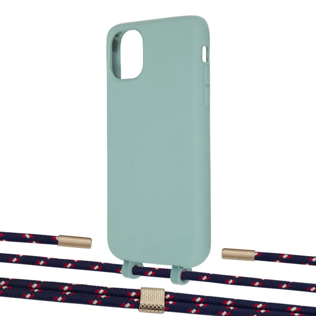 Чохол Upex Alter Eyelets for iPhone 11 Basil with Twine Blue Marine and Fausset Gold (UP106739)