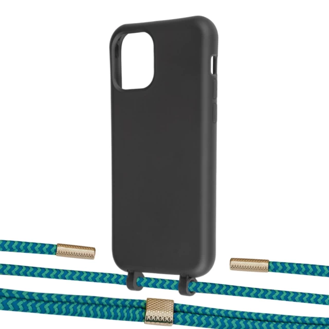 Чехол Upex Alter Eyelets for iPhone 11 Pro Onyx with Twine Cyan and Fausset Gold (UP106837)