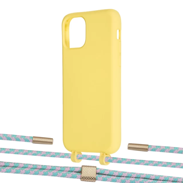 Чохол Upex Alter Eyelets for iPhone 11 Pro Daffodil with Twine Turquoise and Fausset Gold (UP106993)