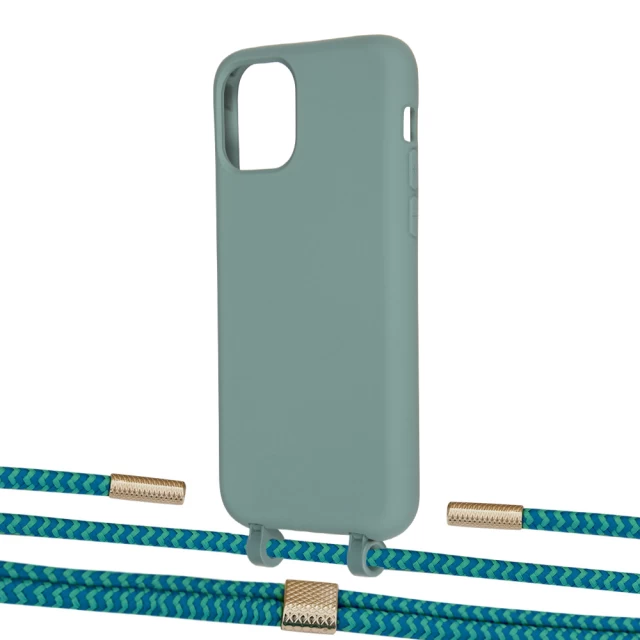 Чехол Upex Alter Eyelets for iPhone 11 Pro Basil with Twine Cyan and Fausset Gold (UP107092)
