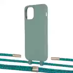 Чохол Upex Alter Eyelets for iPhone 11 Pro Basil with Twine Cyan and Fausset Gold (UP107092)