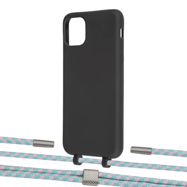 Чохол Upex Alter Eyelets for iPhone 11 Pro Max Onyx with Twine Turquoise and Fausset Silver (UP107180)