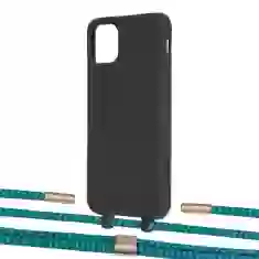 Чохол Upex Alter Eyelets for iPhone 11 Pro Max Onyx with Twine Cyan and Fausset Gold (UP107194)
