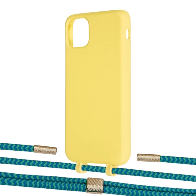 Чехол Upex Alter Eyelets for iPhone 11 Pro Max Daffodil with Twine Cyan and Fausset Gold (UP107347)