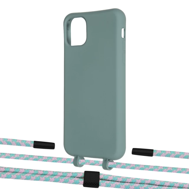 Чехол Upex Alter Eyelets for iPhone 11 Pro Max Basil with Twine Turquoise and Fausset Matte Black (UP107418)