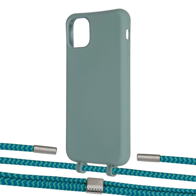 Чохол Upex Alter Eyelets for iPhone 11 Pro Max Basil with Twine Cyan and Fausset Silver (UP107432)