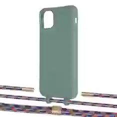 Чехол Upex Alter Eyelets for iPhone 11 Pro Max Basil with Twine Blue Sunset and Fausset Gold (UP107451)