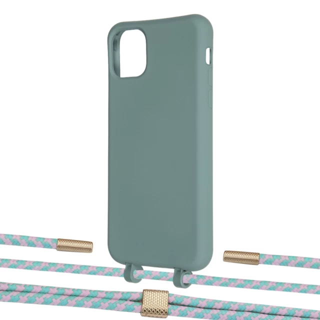 Чехол Upex Alter Eyelets for iPhone 11 Pro Max Basil with Twine Turquoise and Fausset Gold (UP107452)