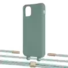 Чохол Upex Alter Eyelets for iPhone 11 Pro Max Basil with Twine Turquoise and Fausset Gold (UP107452)