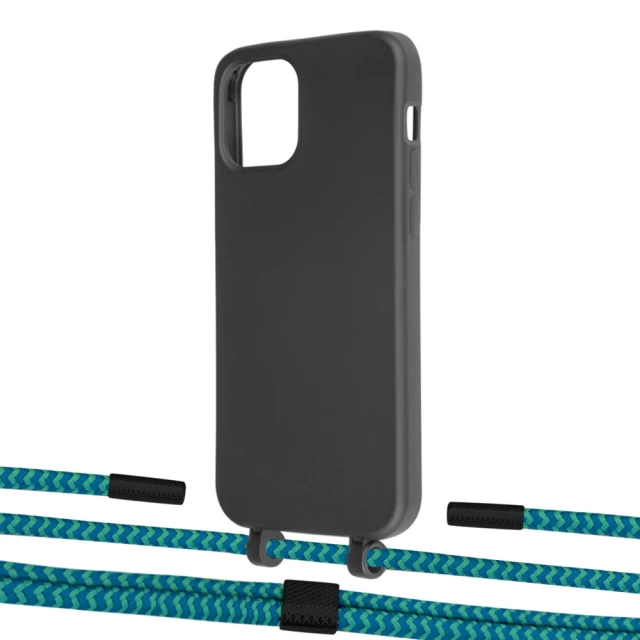 Чехол Upex Alter Eyelets for iPhone 12 | 12 Pro Onyx with Twine Cyan and Fausset Matte Black (UP107517)