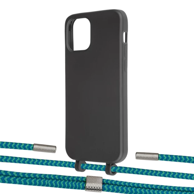 Чохол Upex Alter Eyelets for iPhone 12 | 12 Pro Onyx with Twine Cyan and Fausset Silver (UP107534)