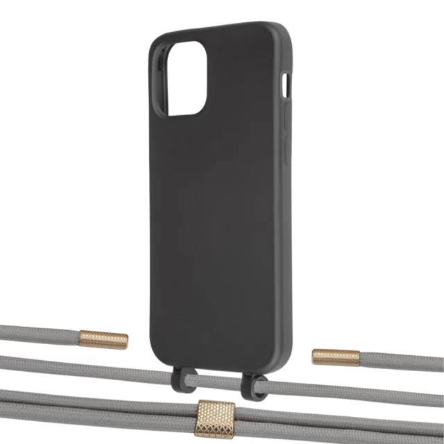 Чохол Upex Alter Eyelets for iPhone 12 | 12 Pro Onyx with Twine Gray and Fausset Gold (UP107548)