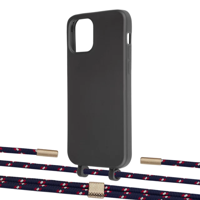 Чехол Upex Alter Eyelets for iPhone 12 | 12 Pro Onyx with Twine Blue Marine and Fausset Gold (UP107555)