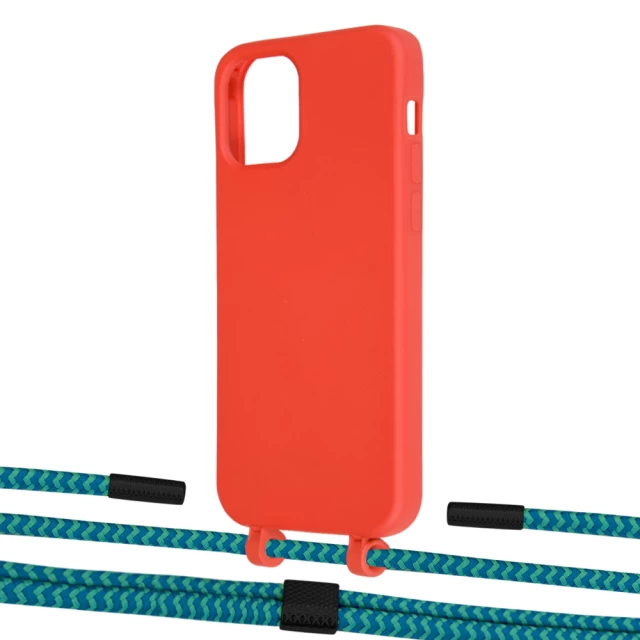 Чохол Upex Alter Eyelets for iPhone 12 | 12 Pro Red with Twine Cyan and Fausset Matte Black (UP107568)