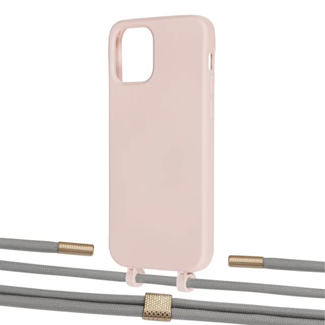 Чехол Upex Alter Eyelets for iPhone 12 | 12 Pro Crepe with Twine Gray and Fausset Gold (UP107650)