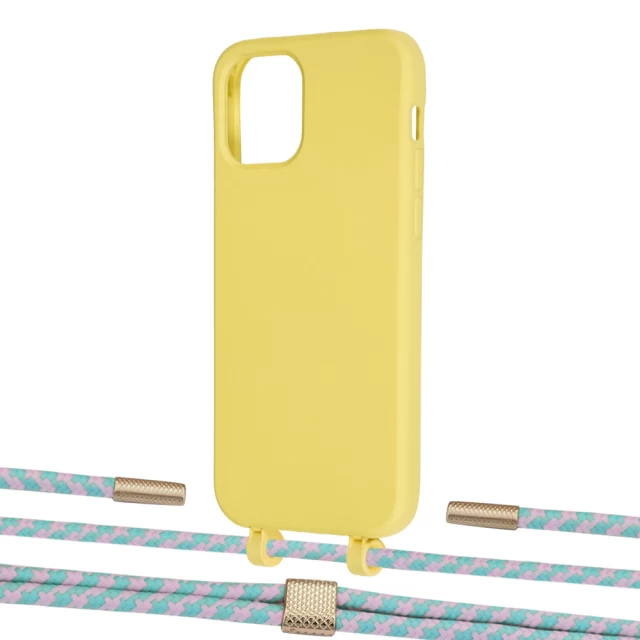 Чохол Upex Alter Eyelets for iPhone 12 | 12 Pro Daffodil with Twine Turquoise and Fausset Gold (UP107707)