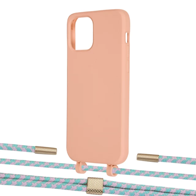 Чехол Upex Alter Eyelets for iPhone 12 | 12 Pro Tangerine with Twine Turquoise and Fausset Gold (UP107758)