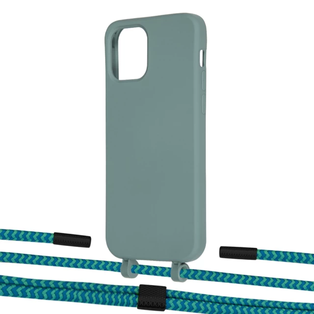 Чехол Upex Alter Eyelets for iPhone 12 | 12 Pro Basil with Twine Cyan and Fausset Matte Black (UP107772)