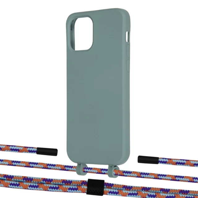 Чохол Upex Alter Eyelets for iPhone 12 | 12 Pro Basil with Twine Blue Sunset and Fausset Matte Black (UP107774)