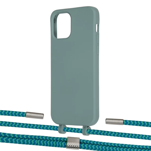 Чехол Upex Alter Eyelets for iPhone 12 | 12 Pro Basil with Twine Cyan and Fausset Silver (UP107789)