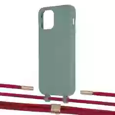 Чохол Upex Alter Eyelets for iPhone 12 | 12 Pro Basil with Twine Red and Fausset Gold (UP107799)