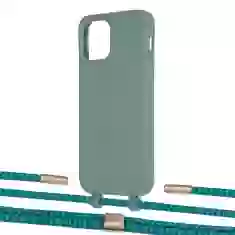 Чохол Upex Alter Eyelets for iPhone 12 | 12 Pro Basil with Twine Cyan and Fausset Gold (UP107806)