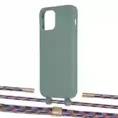 Чохол Upex Alter Eyelets for iPhone 12 | 12 Pro Basil with Twine Blue Sunset and Fausset Gold (UP107808)