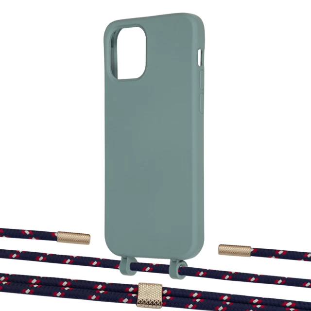 Чохол Upex Alter Eyelets for iPhone 12 | 12 Pro Basil with Twine Blue Marine and Fausset Gold (UP107810)