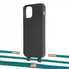 Чохол Upex Alter Eyelets for iPhone 12 Pro Max Onyx with Twine Cyan and Fausset Gold (UP107908)